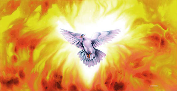 Holy Spirit Fire Flag - decorative flag, worship flag, worship and praise banner